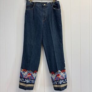 Vintage Chicos Design Womens Old Money Embroidered Mom Jeans Size 10 (US) Floral